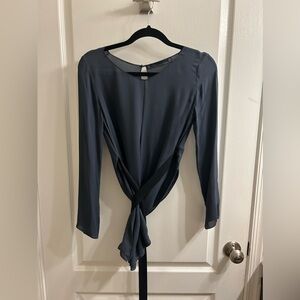Dark navy mulberry silk Zara blouse - M